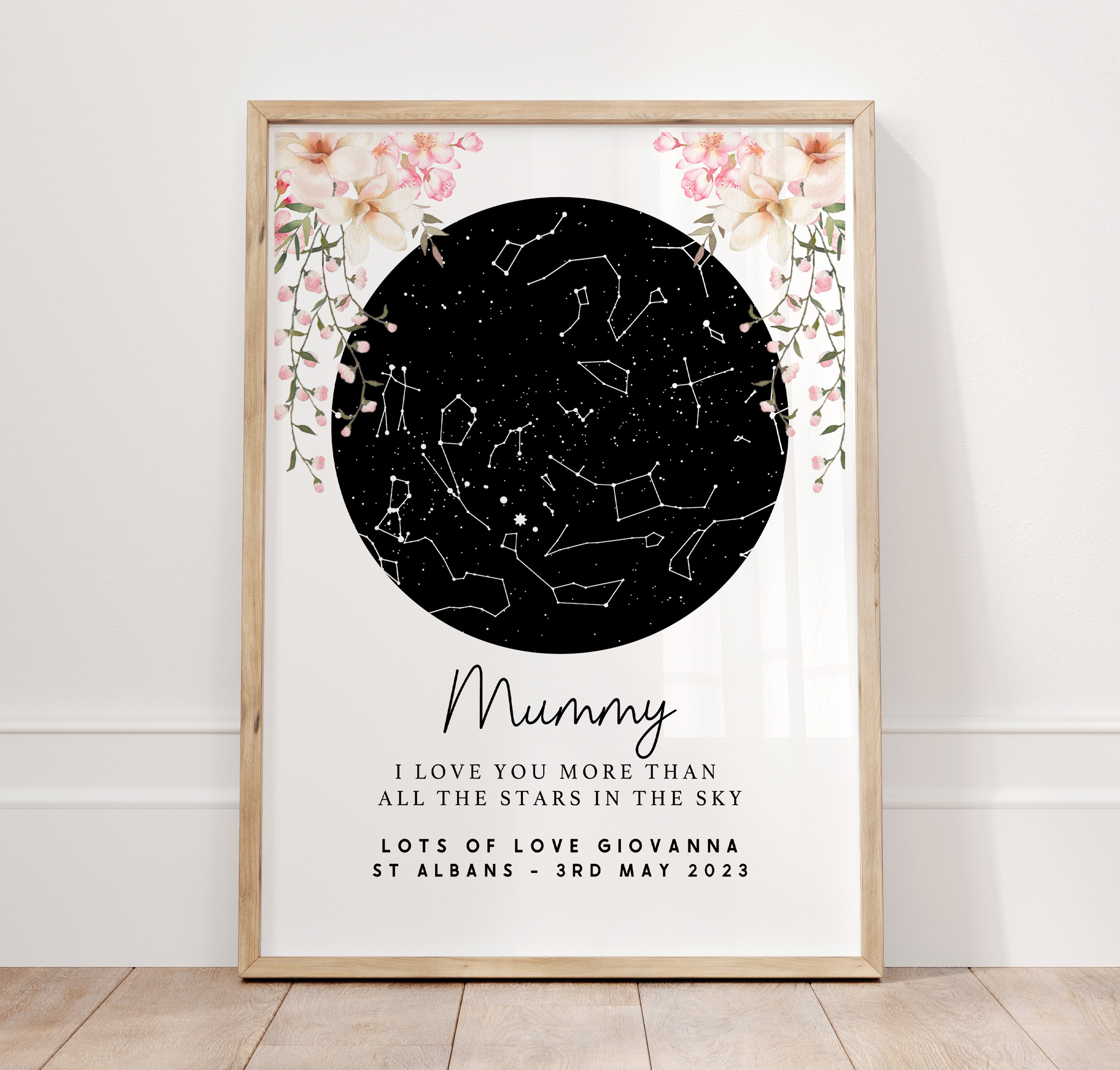 'I Love You More Than All The Stars In The Sky' Gift for Mum - Acrylic Star Map Print