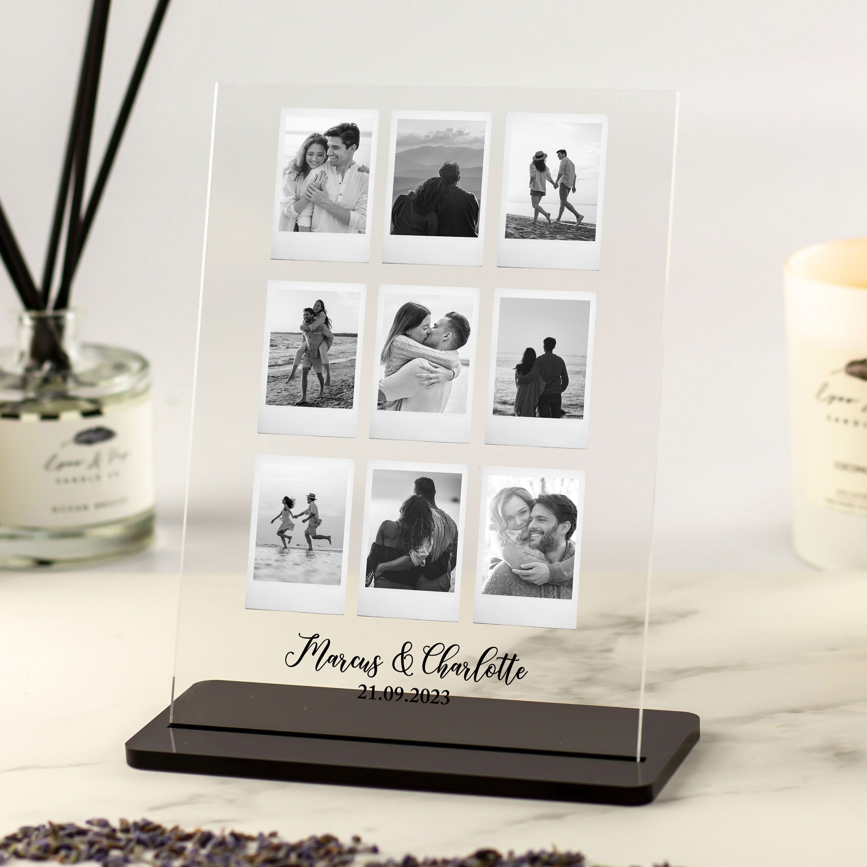 custom photo collage polaroid pictures acrylic plaque, personalised gift for valentines day, anniversary, boyfriend, girlfriend