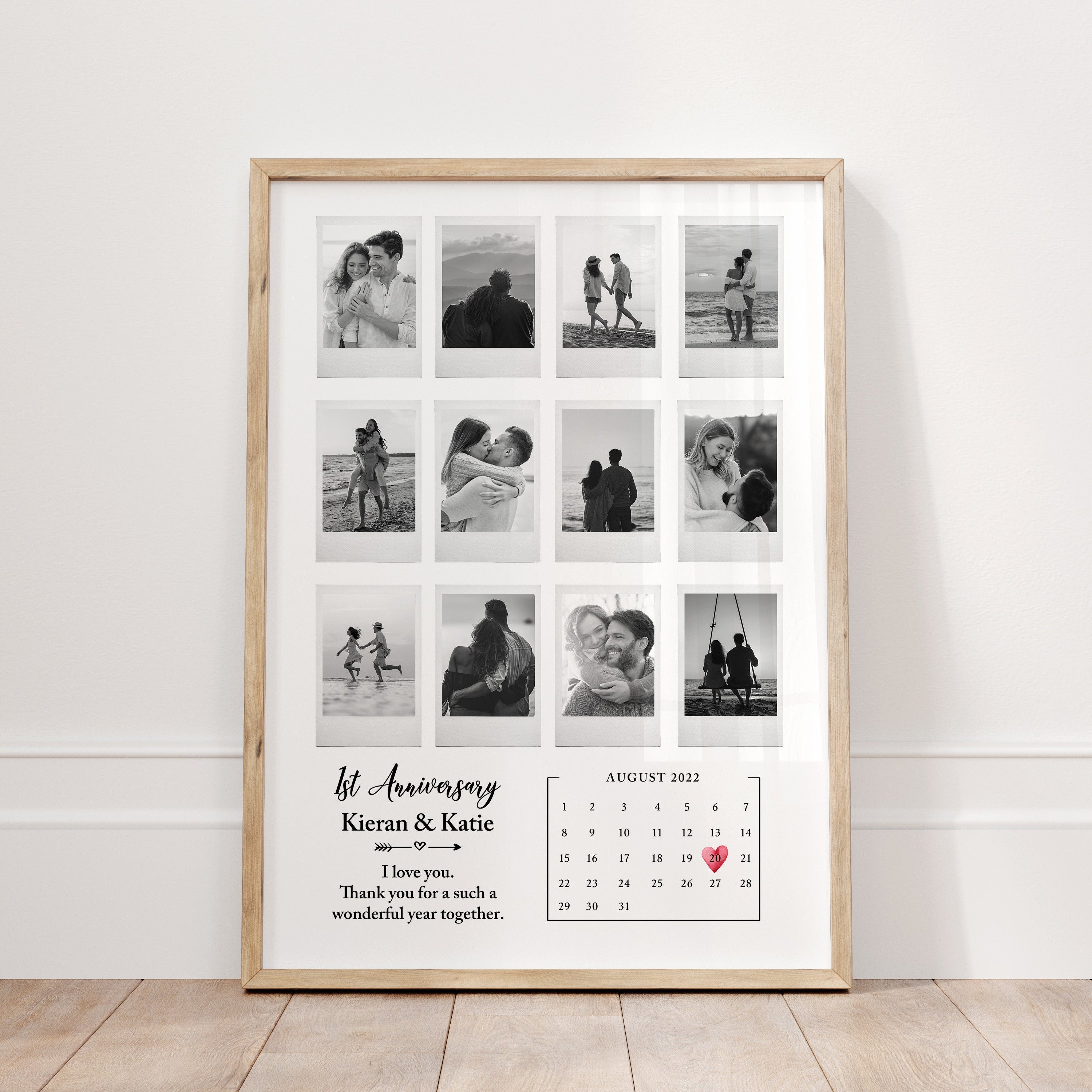 Custom Polaroid Frame Anniversary Photo Collage Print Poster for home, 1 year together, first paper anniversaries, 10 year, 5th year, 2nd, husband gift, boyfriend gift, gifts for him