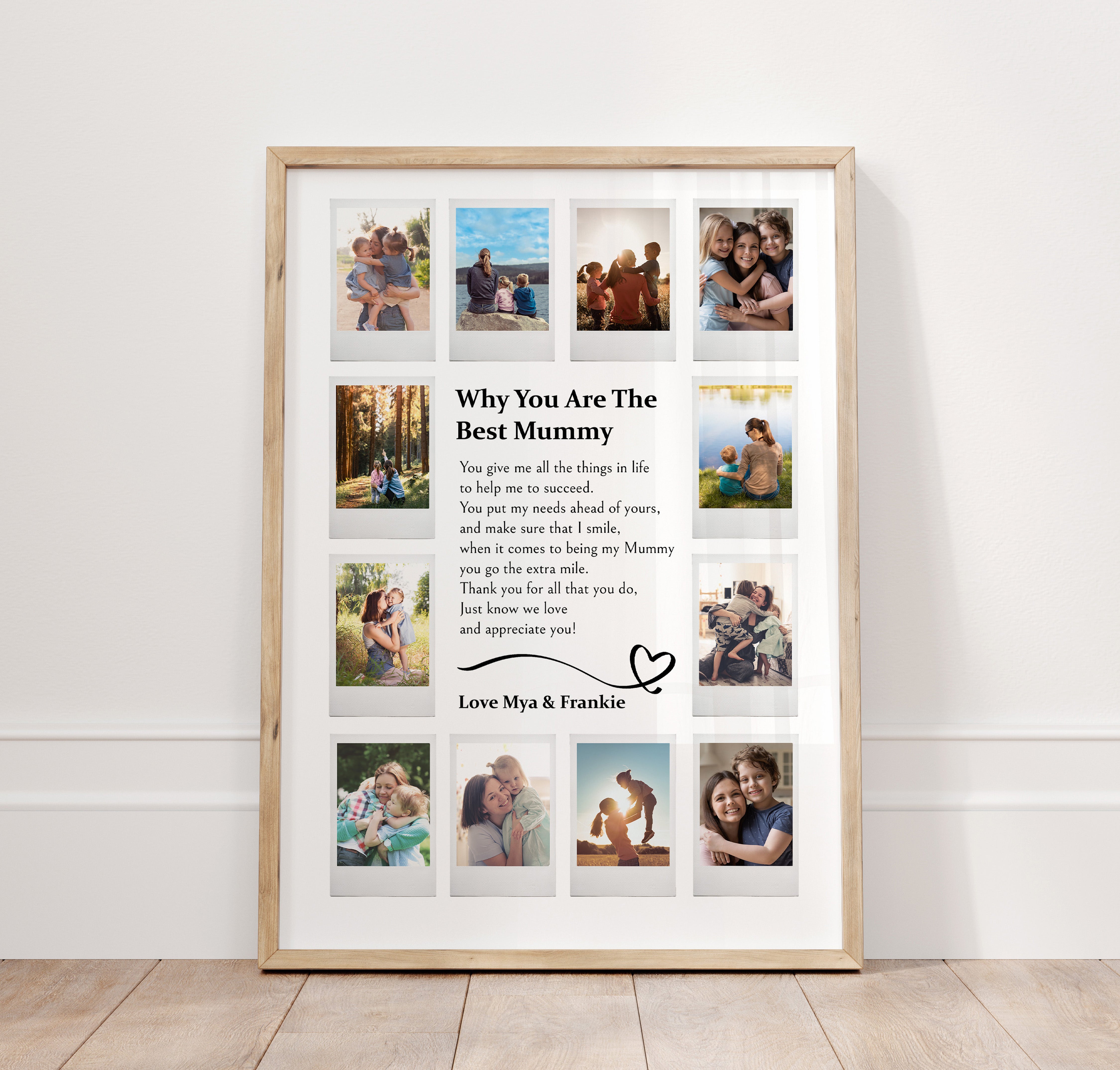 'Why You Are The Best Mummy' Photo Collage Poster Print with Poem- 12 Polaroid Style Pictures