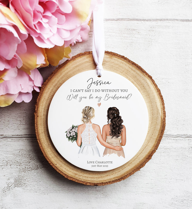 Personalised Bridesmaid Proposal Custom Portrait Hanging Ornament