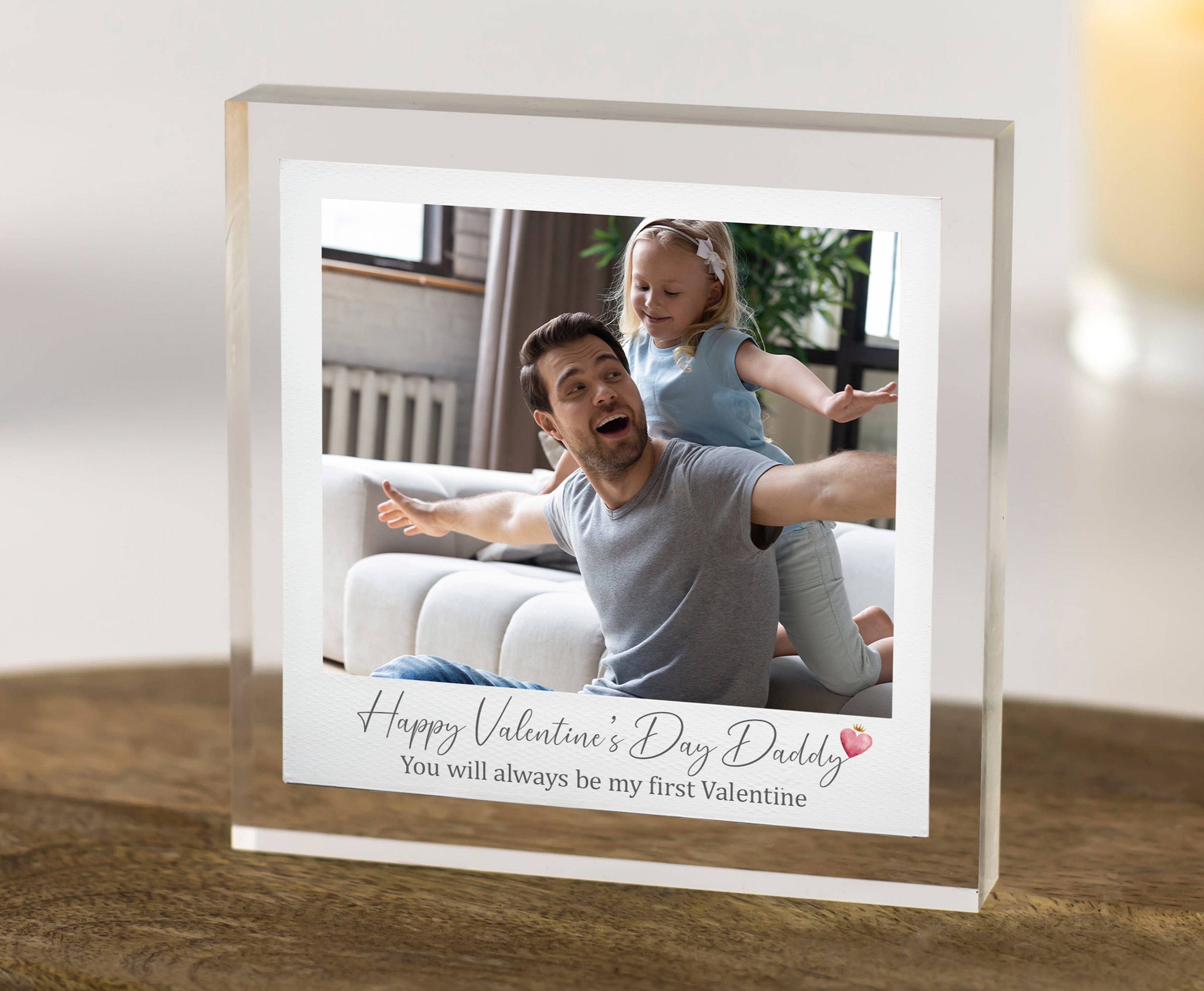 Valentines Day Gift for Daddy Personalised Polaroid Photo Acrylic Block