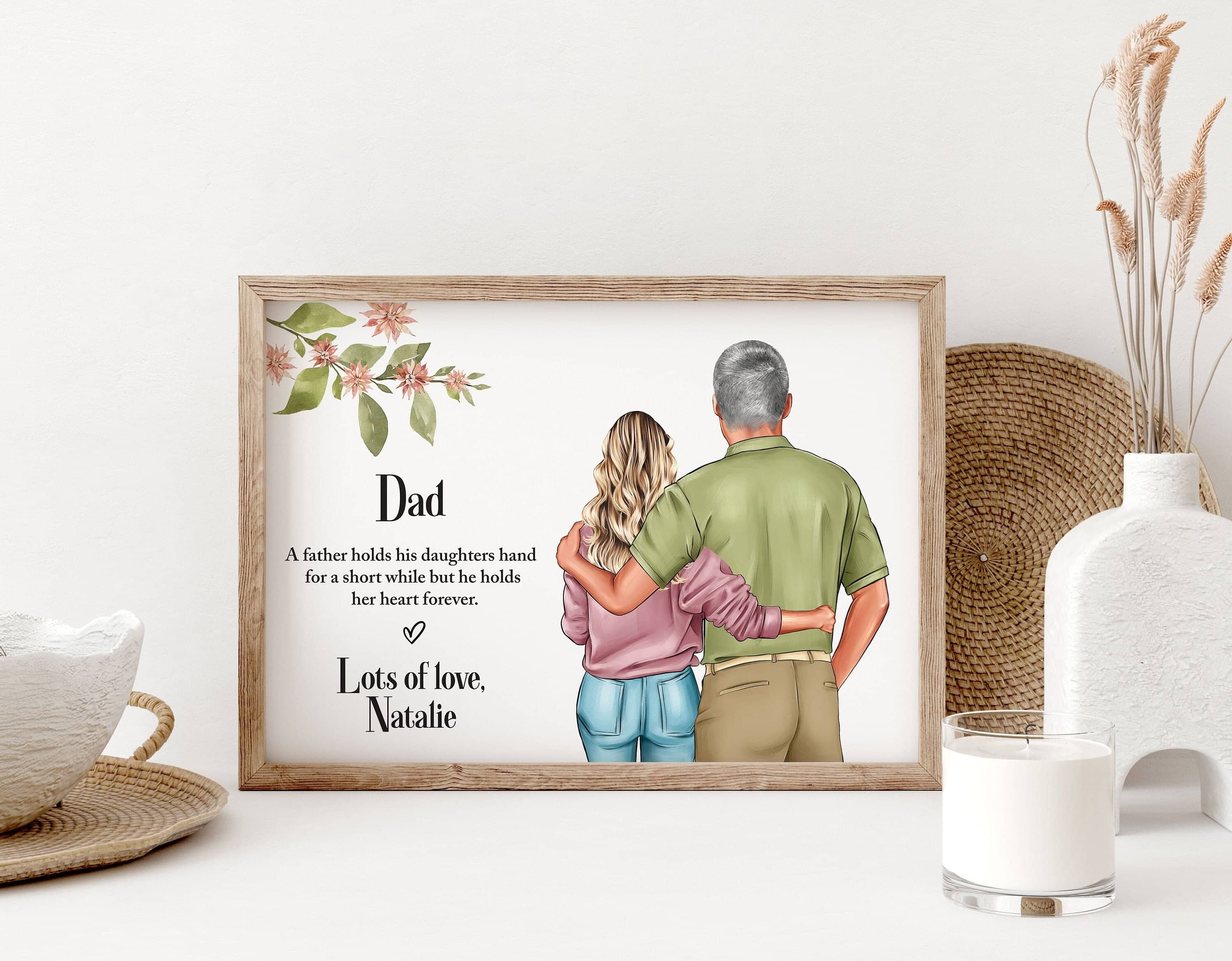 Fathers Day Gifts, Personalised Gift for Dad from Daughter, Custom Portrait, Father's Day, Dad's Birthday Unique Gift Unframed Print