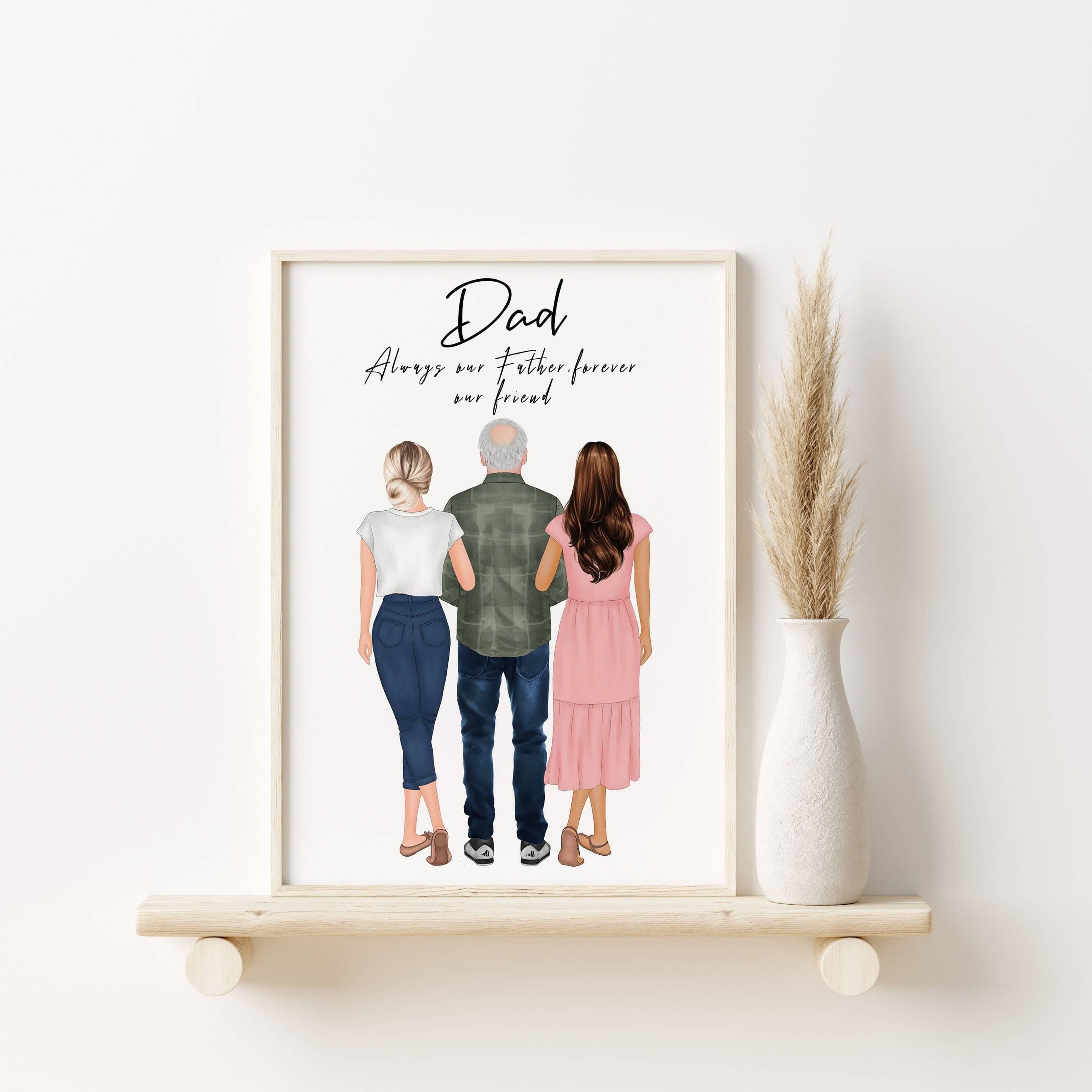 Personalised Father's Day Gift, Custom Dad Print, Birthday gift for Dad from Daughter, Fathers Day Gifts for Dad Grandad Custom Portrait