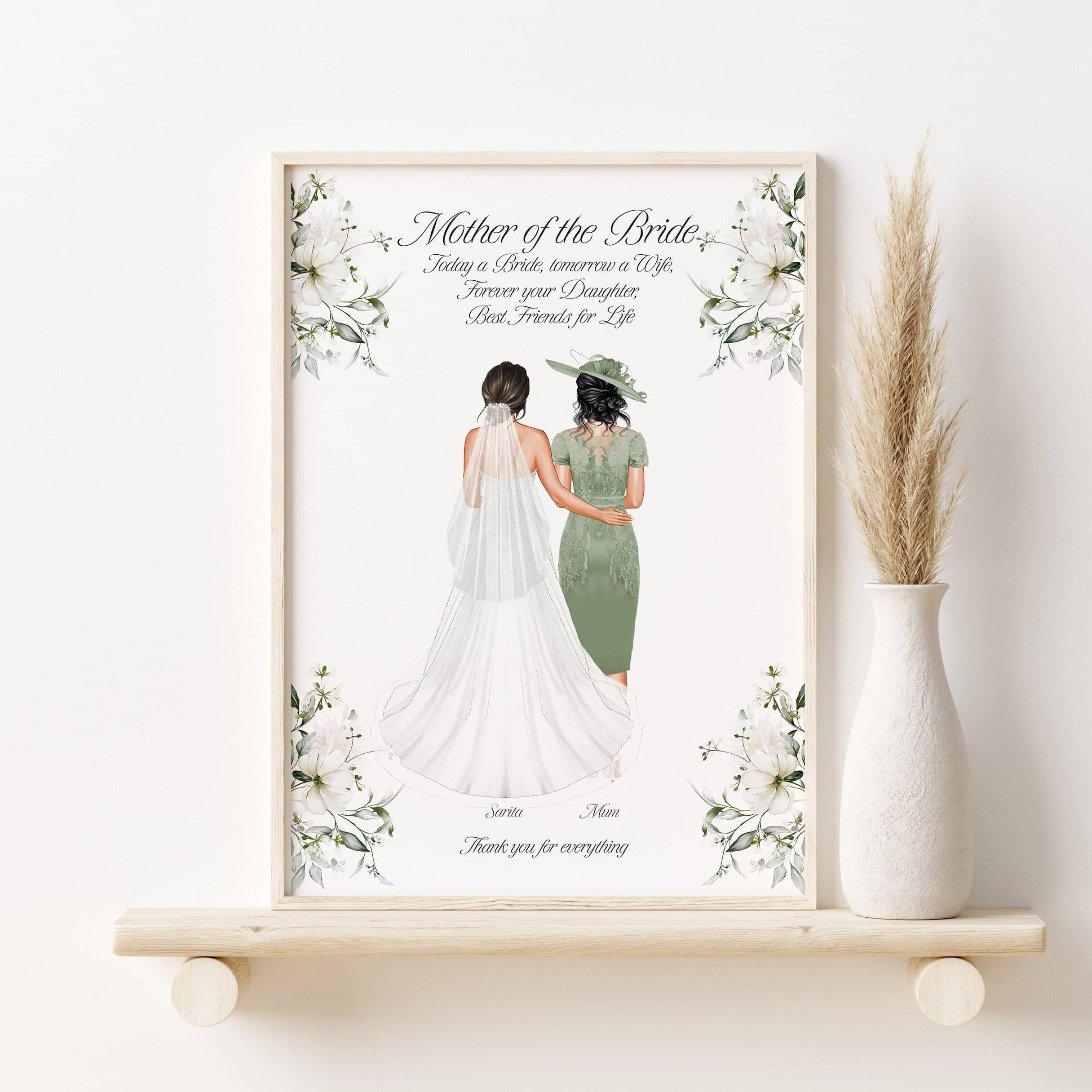 Mother of the Bride thank you gift, Mum gifts, Mother daughter Custom Portrait, Mothers day Gift, Wedding Day gifts, Gift from Bride