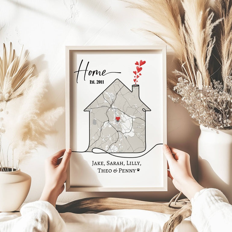 New Home Gift, Personalised Map, Custom Map Print, Housewarming Gift, First Home, Moving Gift, Custom Poster, Home Gifts, Street Wall Art