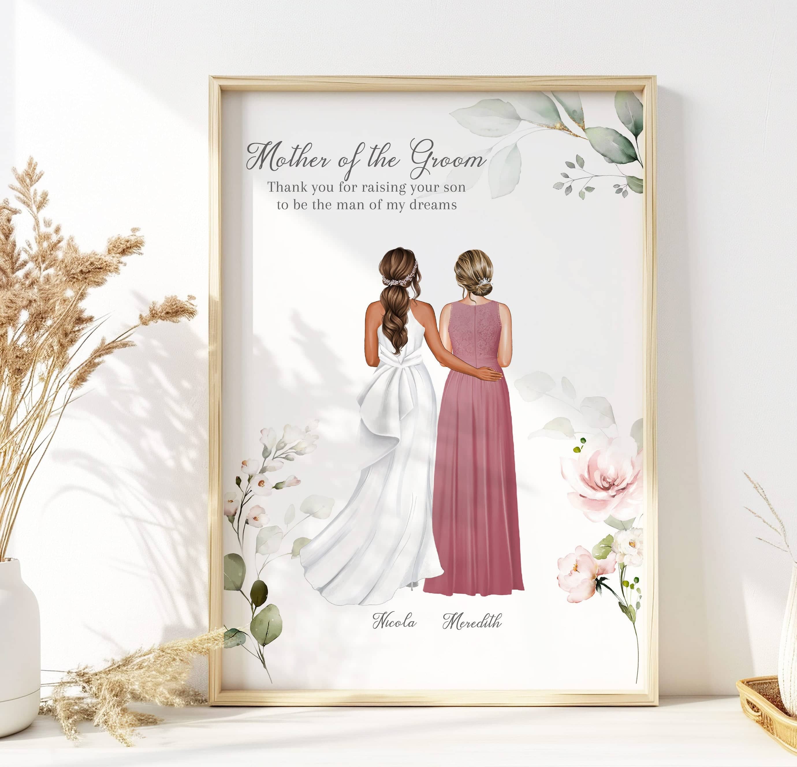 Mother of the groom, Mother-in-law gift wedding print, Wedding day gift to mother, Thank you for raising the man of my dreams, Custom Portrait print on wedding day