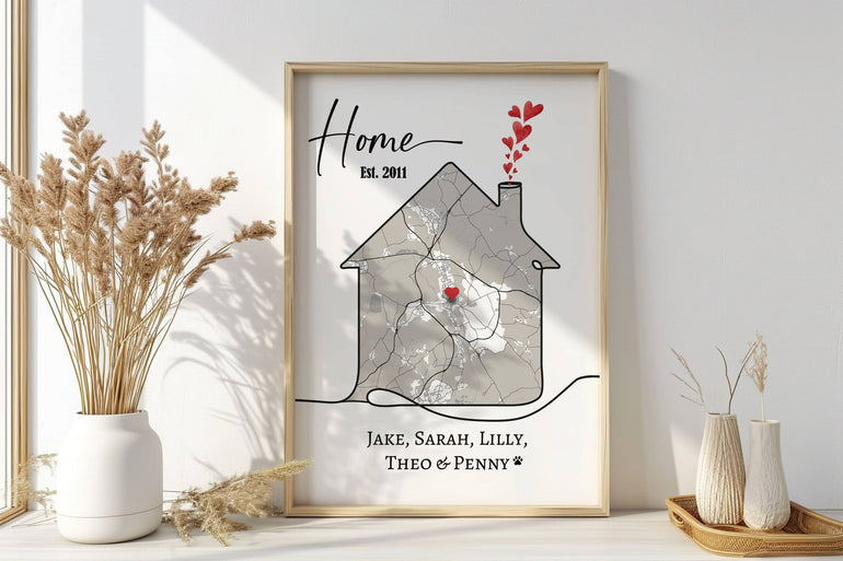 New Home Gift, Personalised Map, Custom Map Print, Housewarming Gift, First Home, Moving Gift, Custom Poster, Home Gifts, Street Wall Art