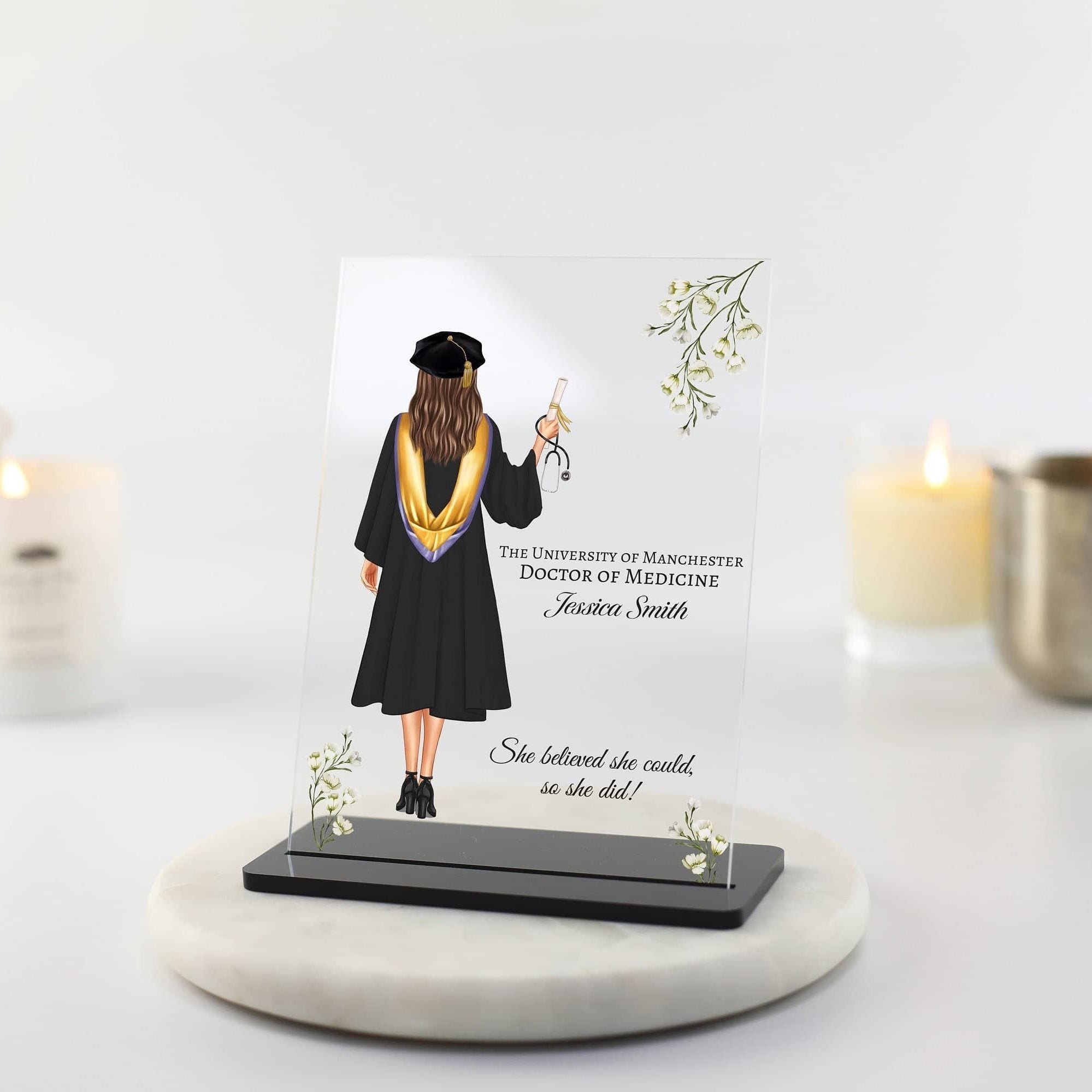 PhD Graduation Gift, Graduation Plaque, Doctorate Grad Gift for Her, Graduation Gifts Doctor, Professor Gift, Congratulations Acrylic Plaque