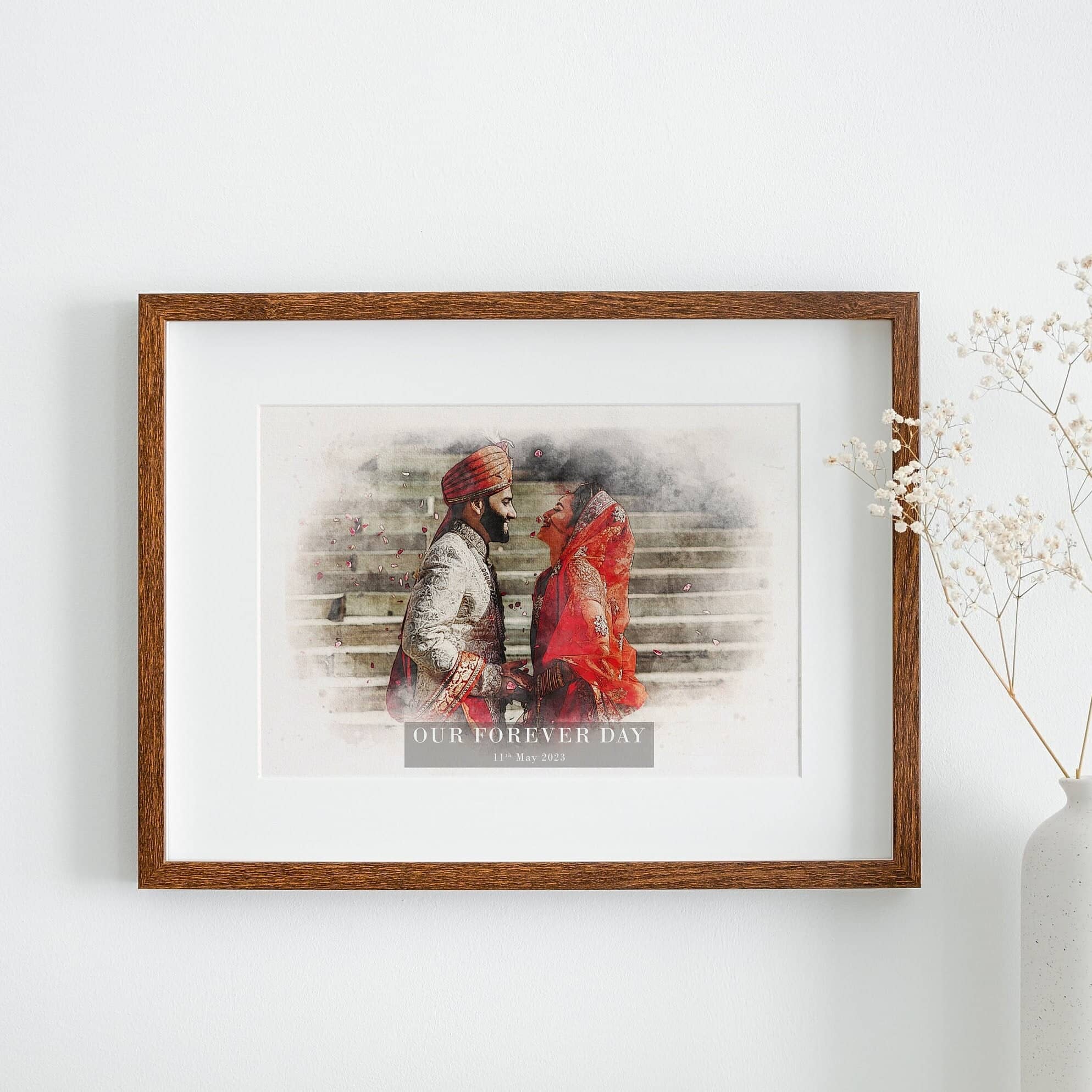 Couple Wedding Watercolour Painting, Photo to Painting Portrait, Personalised Wall Art, Our Forever Day, Anniversary Gifts, Engagement present, New Home Housewarming, Wall decor