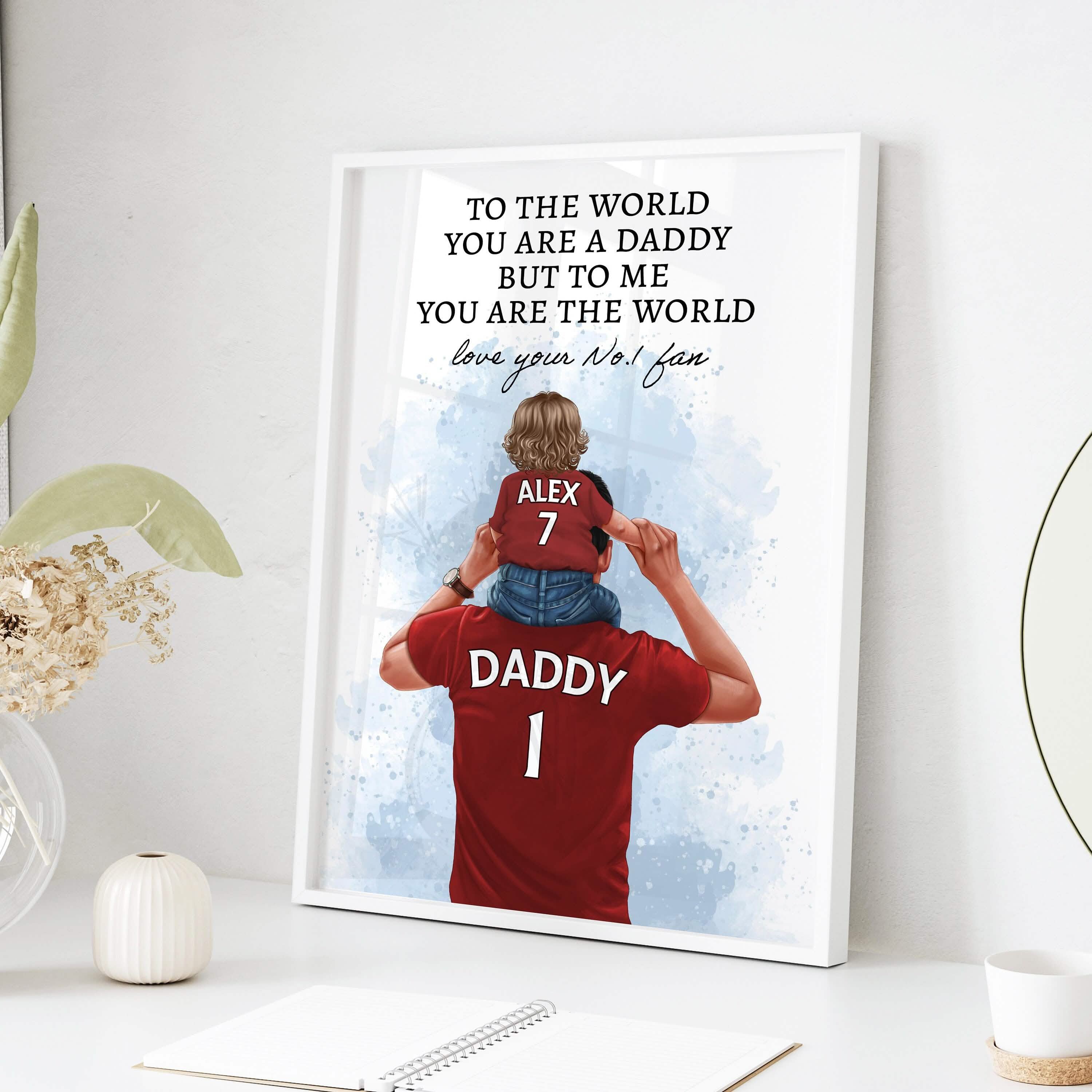 Personalised Football Shirt Print, Gift for Dad, Gift from Daughter, from Son, Custom Football Gift, Custom Print, Grandad Gift, Dream Team