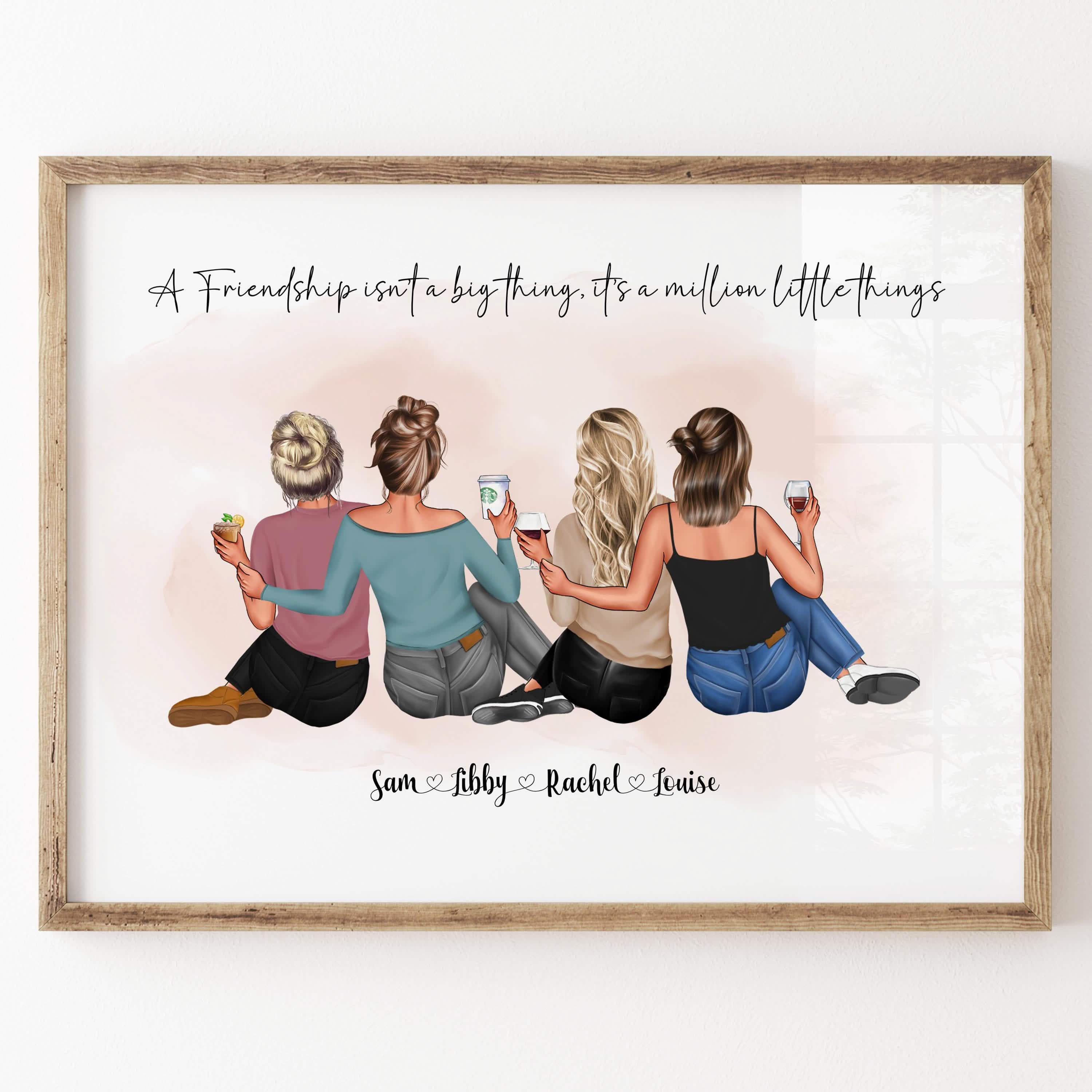 Personalised Group Friendship Gift, Best Friends Print, Christmas Gifts, Birthday Keepsake Present, Gift for Her