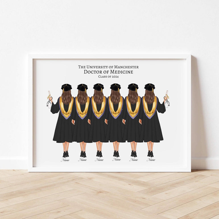 Group Graduation Gift, Personalised Prints for PHD colleagues, friends, doctor, law, medicine, nurse, gifts for her, congratulations keepsake wall art