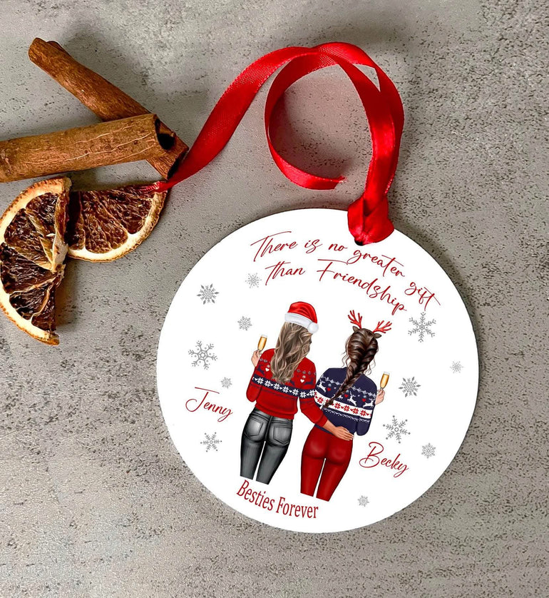 Best friend Christmas bauble, secret santa gift, besties, there is no greater gift than friendship present, xmas tree decorations, personalised print, coworker gifts, workwife