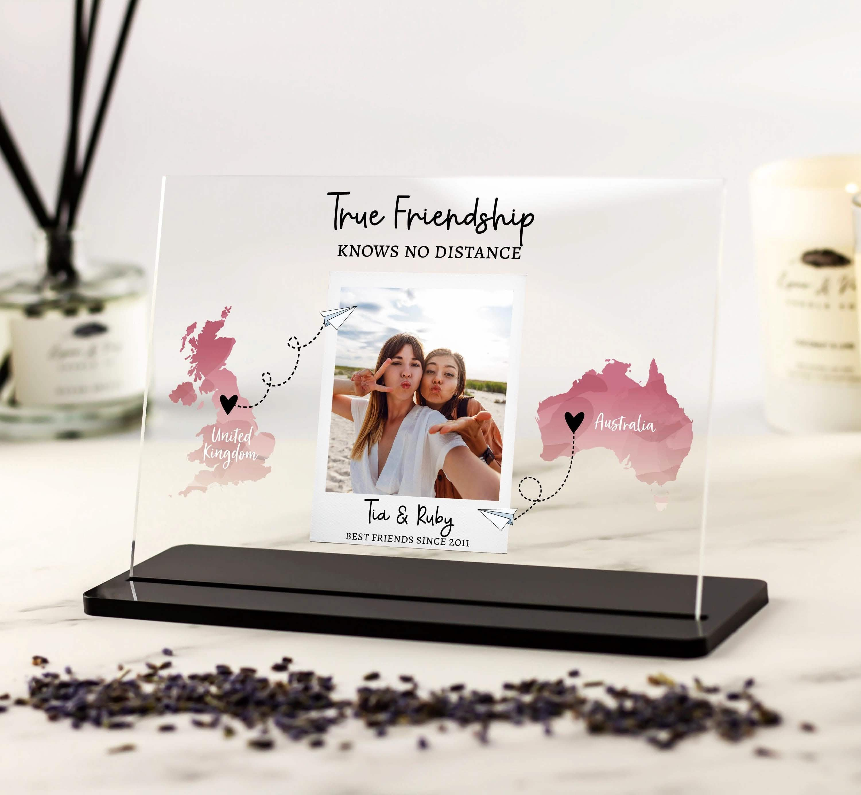 Best friends long distance photo gift, Personalised Map Prints, True friendship, christmas gift for her, birthday gifts for bestie