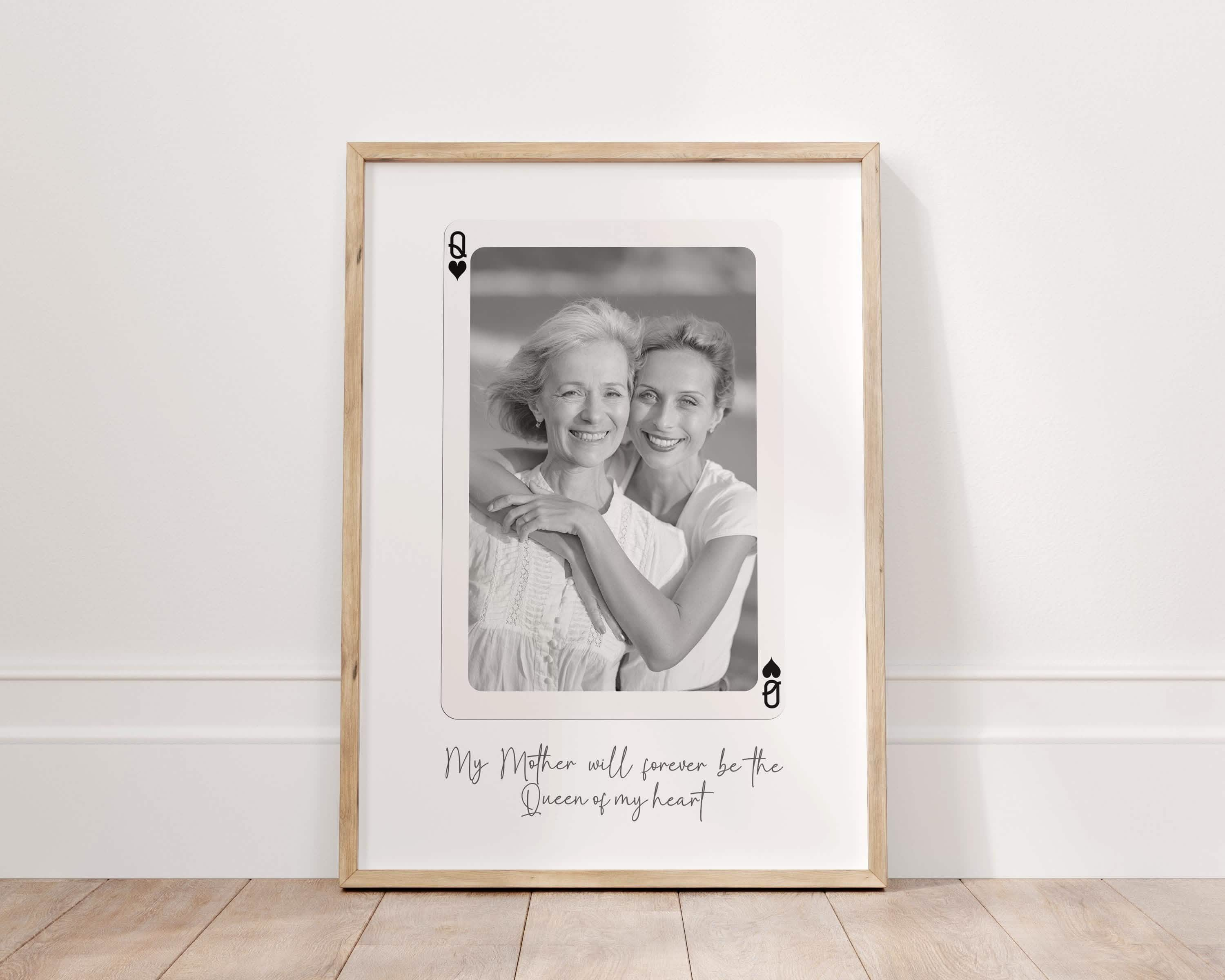 Personalised Mum Photo Print, Playing Card Wall Art, Mother Daughter Picture, Christmas Gift for Mum, Mother's Day, Birthday Special Photo