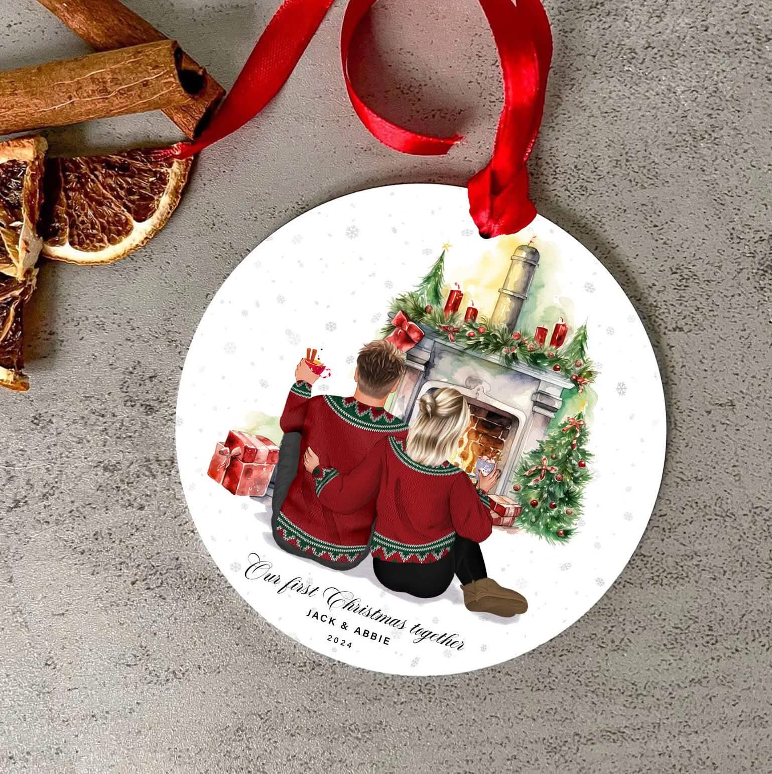 Our first christmas together christmas bauble, personalised tree ornament,boyfriend girlfriend gift,swiped right, internet dating couples gift with gift box, gift for son daughter 1st home xmas pressie