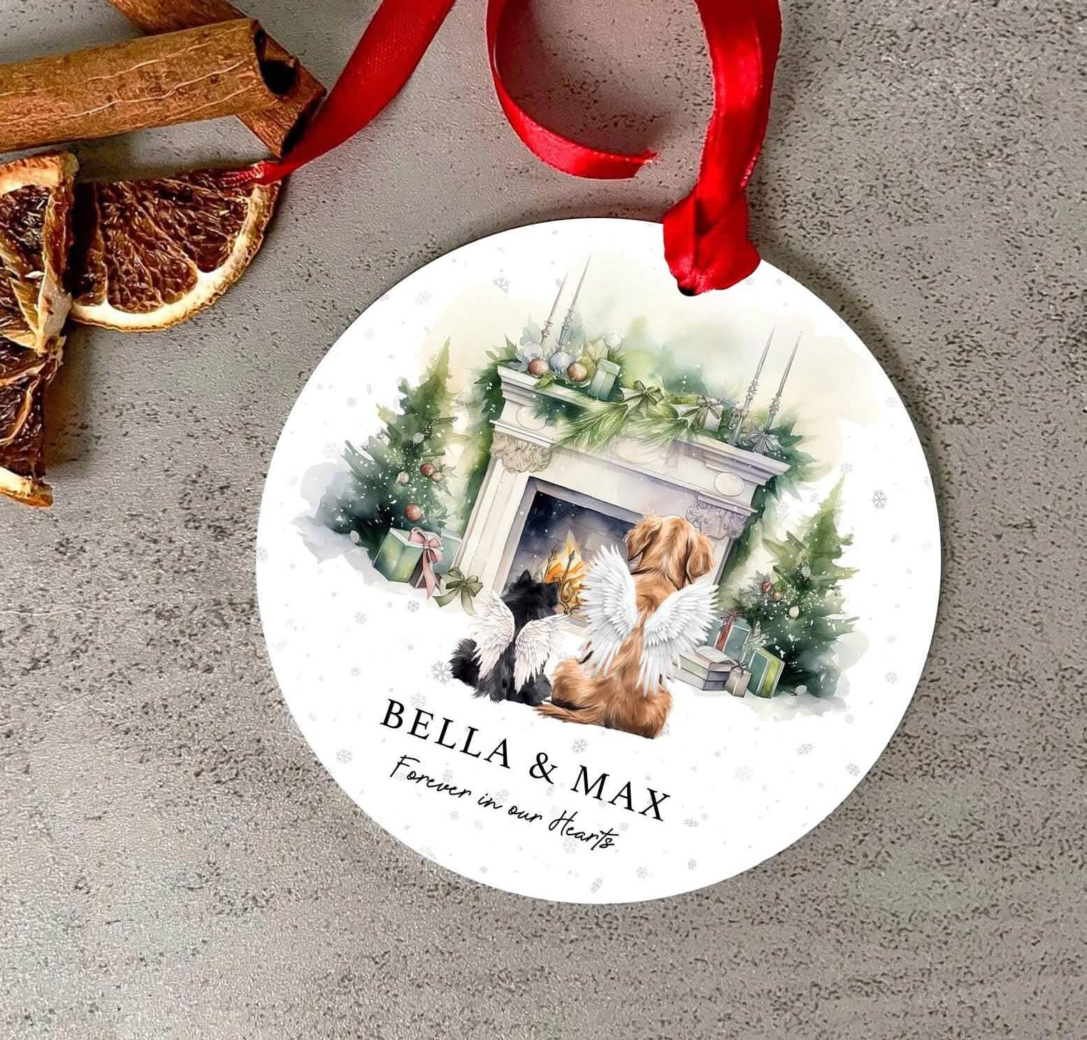 Dog memorial christmas ornament, christmas decoration, cat memorial xmas keepsake, dog mum, dog dad, beautiful sentimental personalised rainbow bridge gift, hanging tree decor, in heaven,forever in our hearts