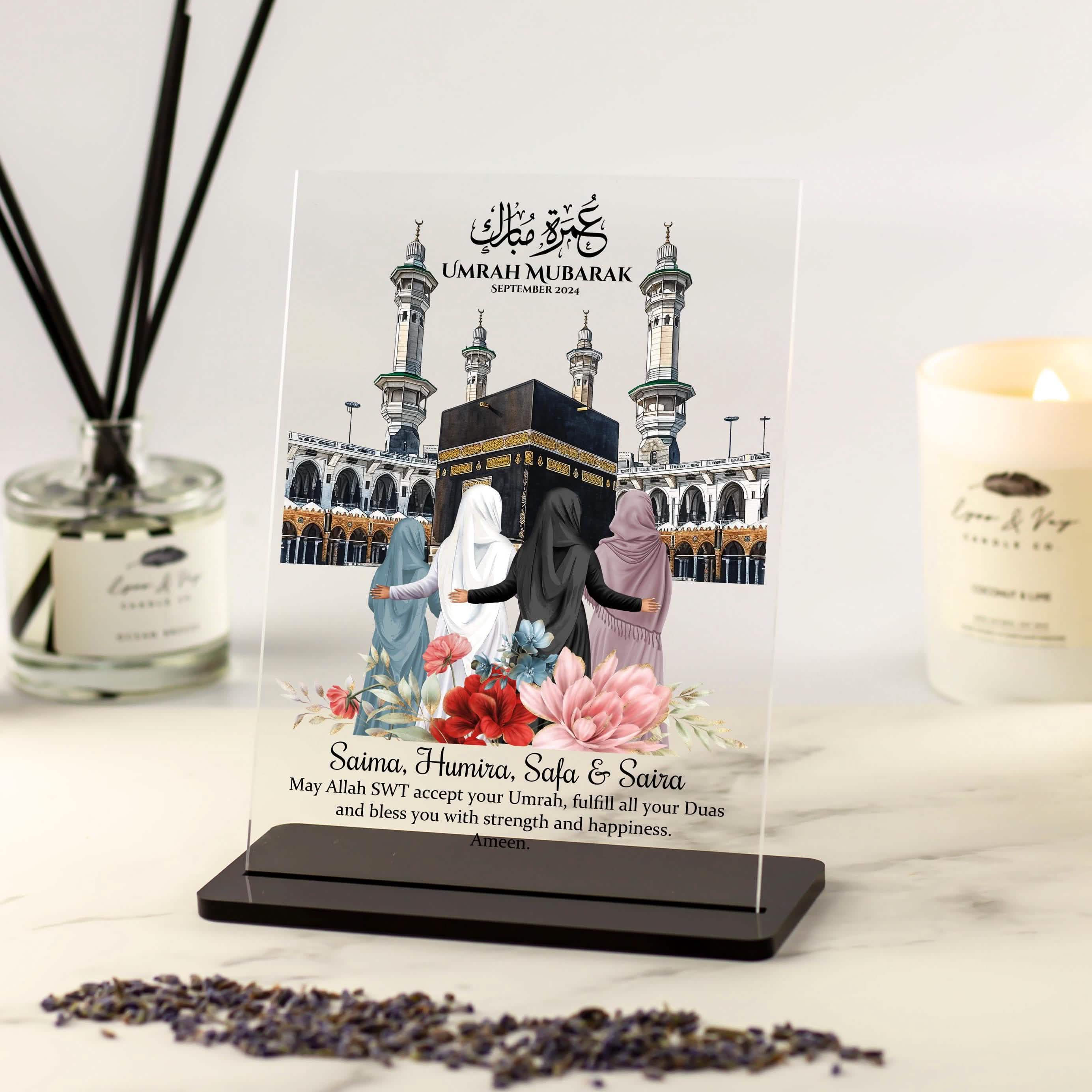 Mother and daughter, daughters umrah gift, Females Umrah gifts, Mum sisters, grandmother, aunties, daughters, grandchild, kids umrah frame hajj mubarak present unique personalised slate