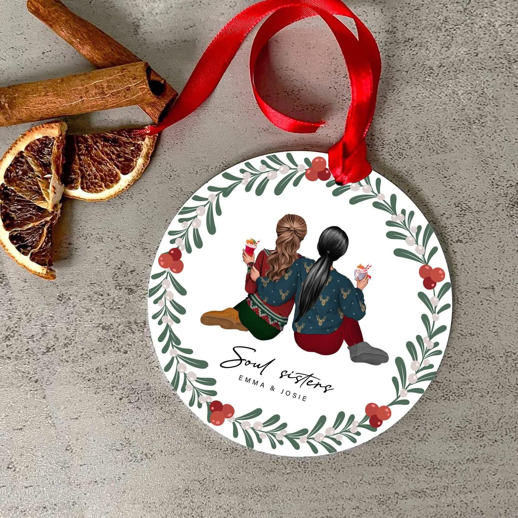 Soul sisters Christmas ornament, Xmas decoration for friend, secret santa gift, roomies, roommates, flatmates, university friend, coworker, tree