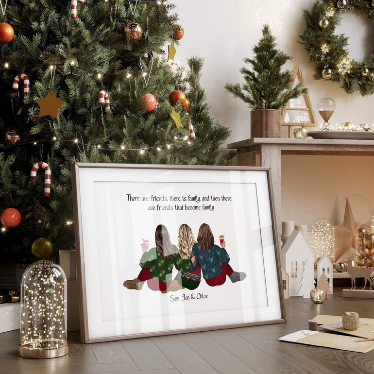 Group Friends Christmas Jumpers Print, Work Team Christmas Print Poster, Office christmas decor, Hairdressers Gifts, Nail technician gifts, secret santa presents personalised custom wall art, university roommates, dorm, flatmates, christmas ornament