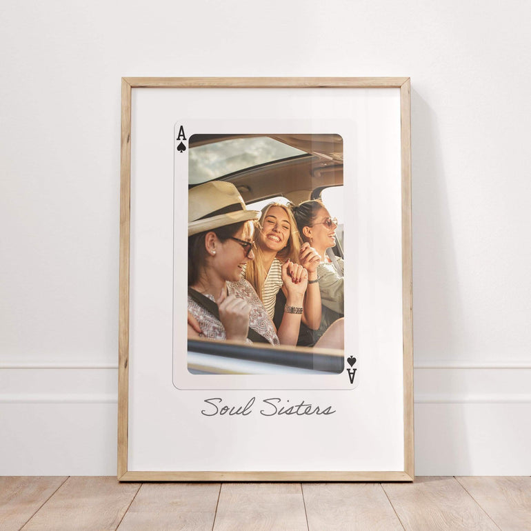 Soul Sisters Gift, Playing Card Trend Upload own photo and custom wording home decor wall art, Special Birthday Gifts, BFF Gifts, Group Friendship Gifts, 16th Birthday present ideas, teen gifts, Gift for friend