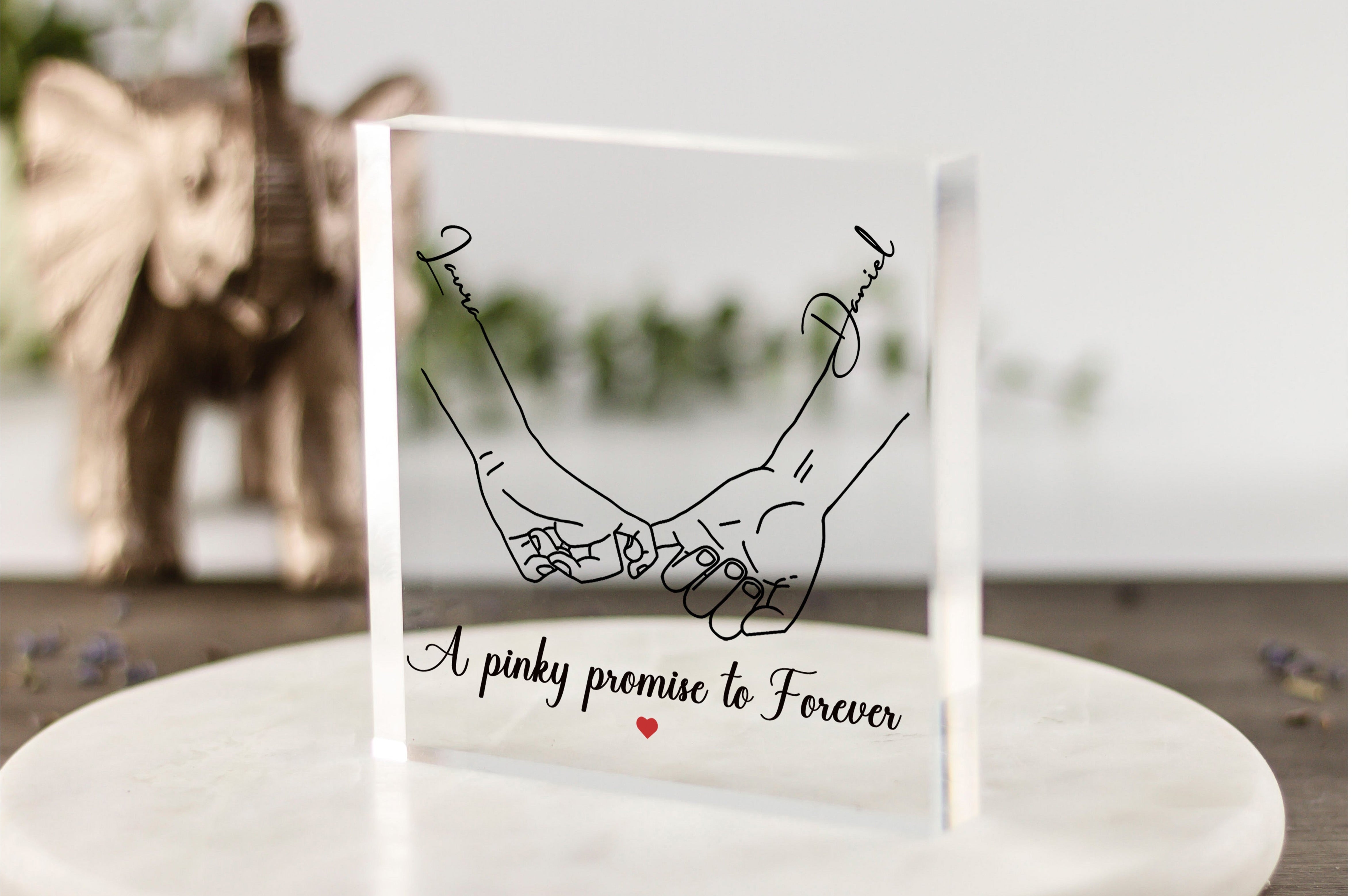 Personalised Valentines day gift pinky promise hands with custom names