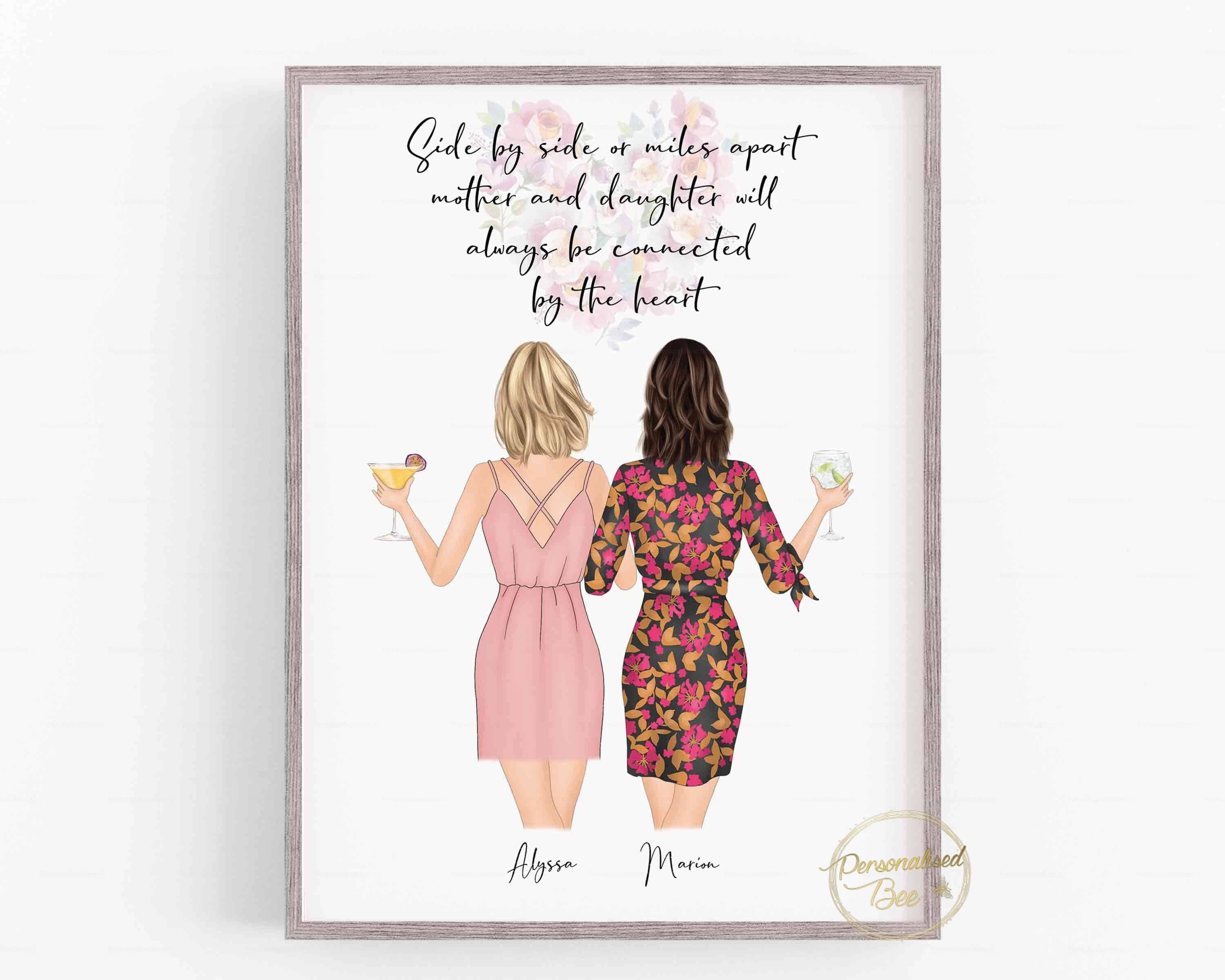 Mother's Day gift, Custom Print, Gift for Mum, Birthday gift for Mum, Mum and daughter print, Personalised Gift,Family illustration Portrait